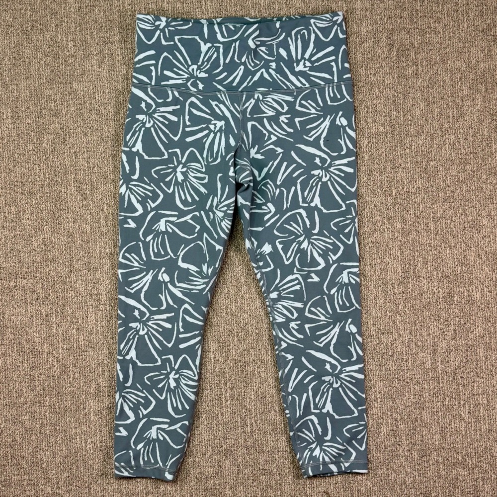 Athleta Elation Textured 7/8 Tight Leggings Floral Print High‎ Rise Womens M - Picture 2 of 9